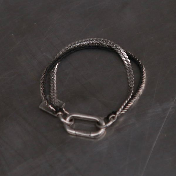GOTI Kangaroo leather bracelet 925 silver Italy craftsman GT-BR1201-0